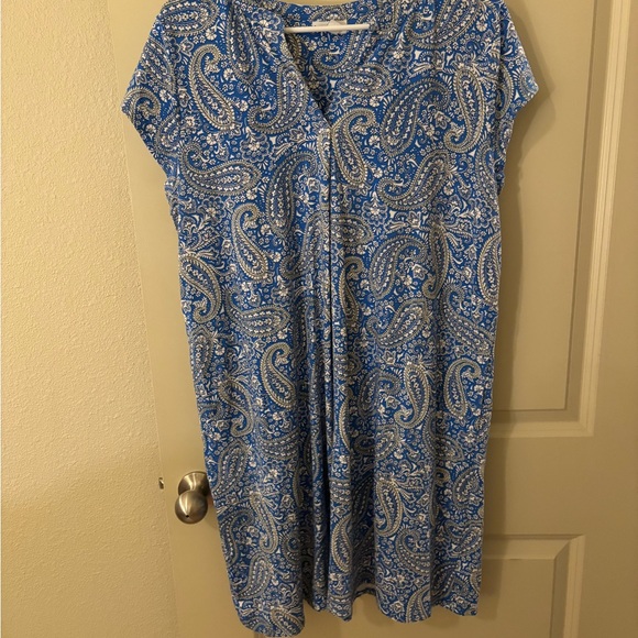 J. Jill Blue and White Paisley Shift Dress Large Petite - Vacation, summer - Picture 2 of 6